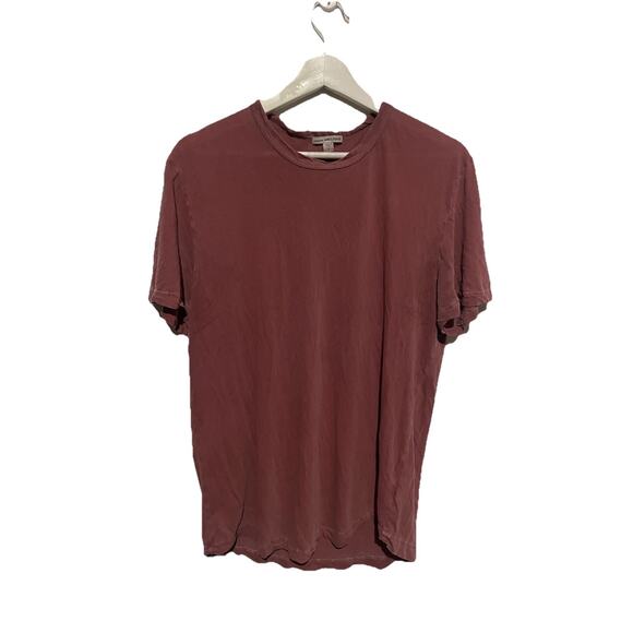 James Perse Men's Faded Red Maroon Pigment Wash Short Sleeve Crewneck Size 2 - Picture 1 of 9
